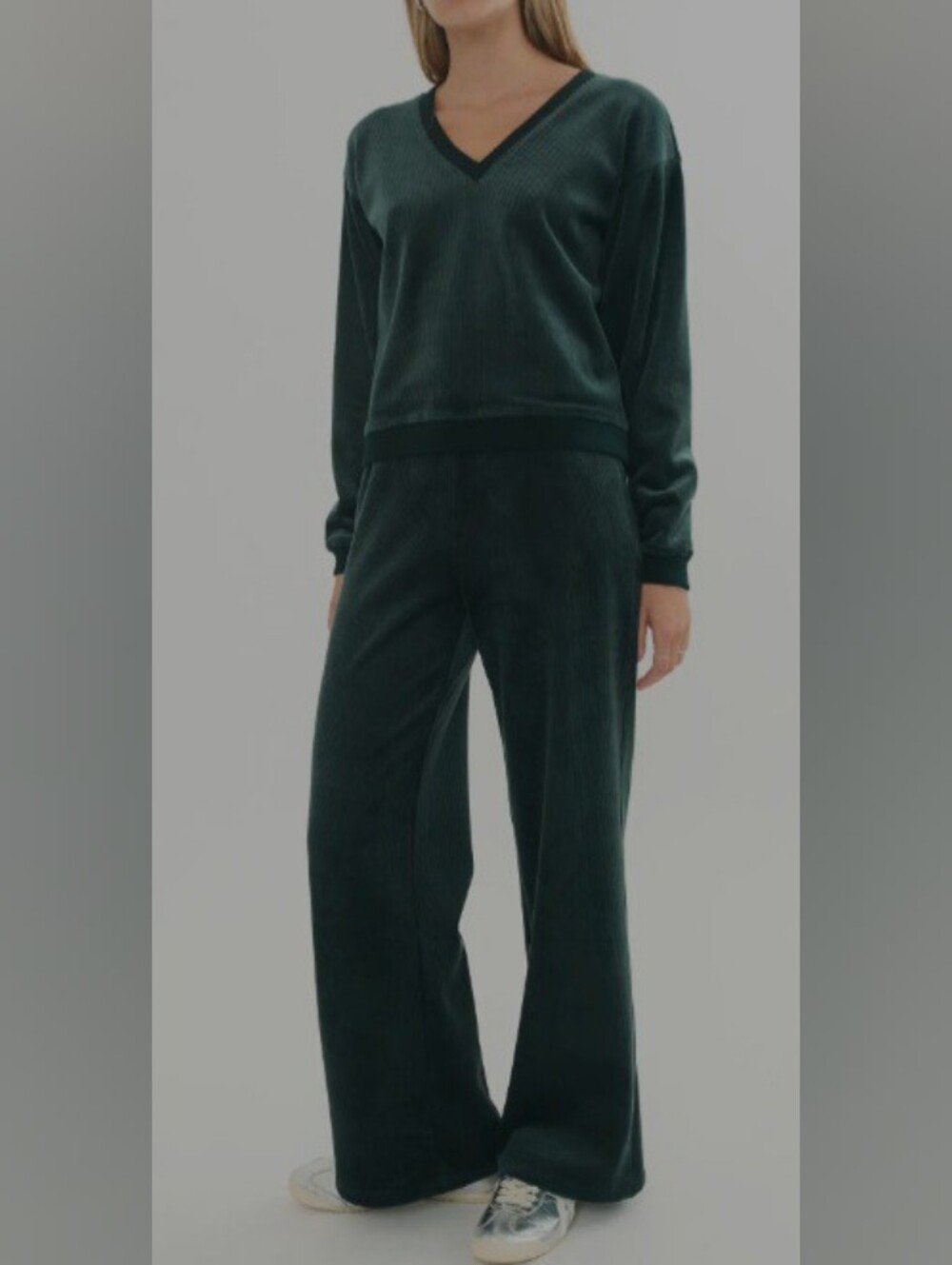 MARINE LAYER Cor Velour Set-pants & Top In Teal M